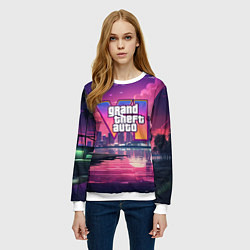 Свитшот женский GTA 6 nigh city, цвет: 3D-белый — фото 2