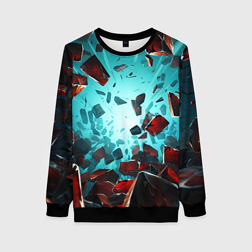 Женский свитшот Взрыв абстрактных камней / 3D-Черный – фото 1