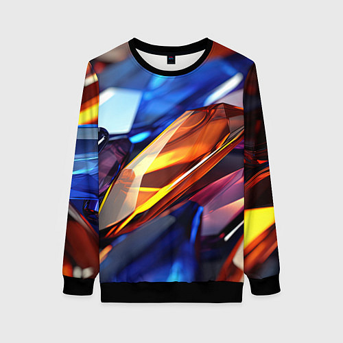 Женский свитшот Прозрачные блестящие камни / 3D-Черный – фото 1