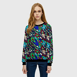 Свитшот женский Абстрактный цветной узор, цвет: 3D-черный — фото 2