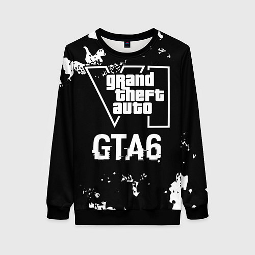 Женский свитшот GTA6 glitch на темном фоне / 3D-Черный – фото 1