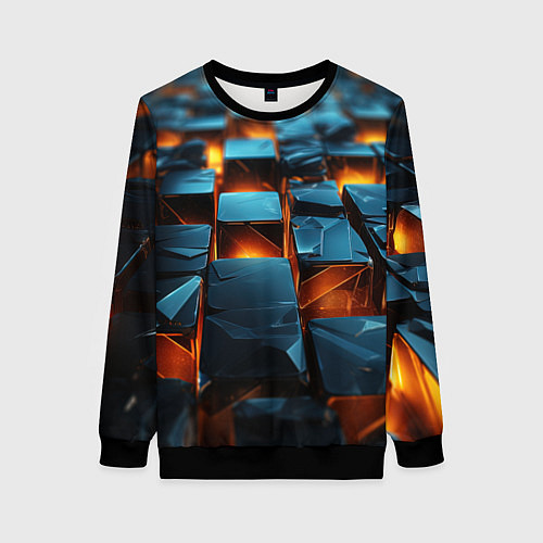 Женский свитшот Темные плитки в лаве / 3D-Черный – фото 1