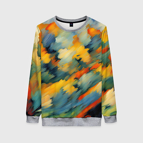Женский свитшот Жёлтые и синие мазки / 3D-Меланж – фото 1