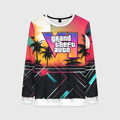 Женский свитшот GTA 6 night logo / 3D-Белый – фото 1