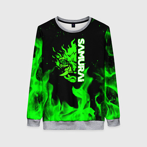 Женский свитшот Samurai green fire toxic / 3D-Меланж – фото 1