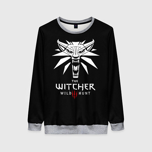 Женский свитшот The Witcher белое лого гейм / 3D-Меланж – фото 1