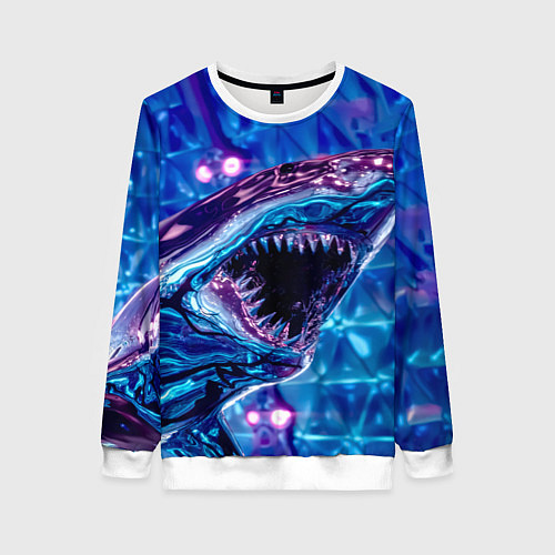 Женский свитшот Фиолетовая акула / 3D-Белый – фото 1
