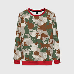 Свитшот женский Кошки - камуфляж, цвет: 3D-красный