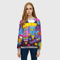 Свитшот женский Странные странности, цвет: 3D-меланж — фото 2