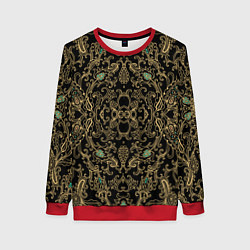 Свитшот женский Славянский этнический орнамент с позолотой, цвет: 3D-красный