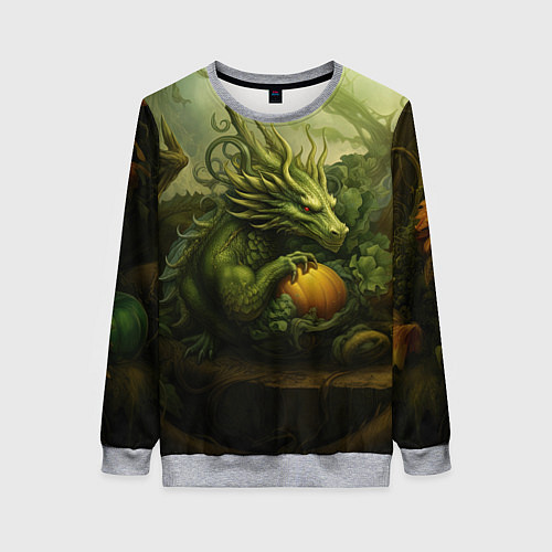 Женский свитшот Зеленый лесной дракон символ 2024 года / 3D-Меланж – фото 1