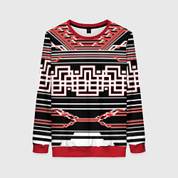 Женский свитшот Красные и белые линии киберпанк