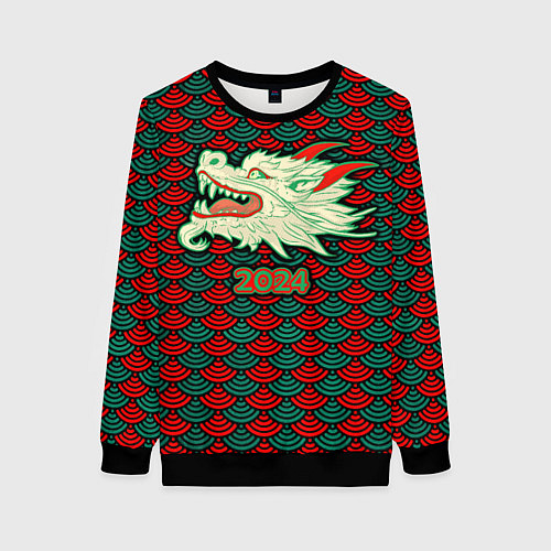 Женский свитшот Веселящаяся драконья голова / 3D-Черный – фото 1