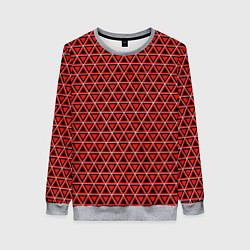 Свитшот женский Красные и чёрные треугольники, цвет: 3D-меланж