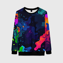 Женский свитшот Яркие кислотная разноцветные пятна в виде камуфляж