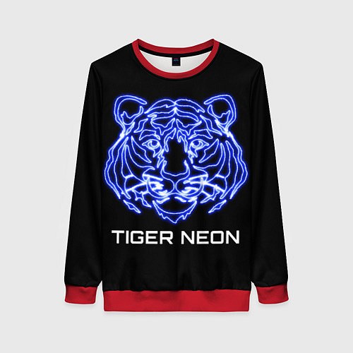 Женский свитшот Tiger neon art / 3D-Красный – фото 1