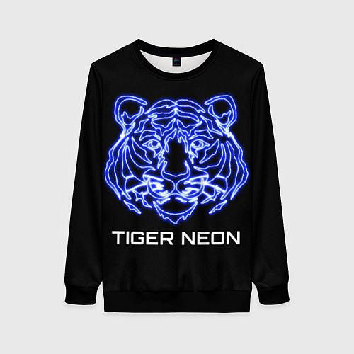 Женский свитшот Tiger neon art / 3D-Черный – фото 1