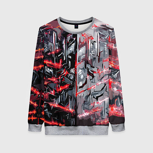 Женский свитшот Адский доспех в царапинах / 3D-Меланж – фото 1