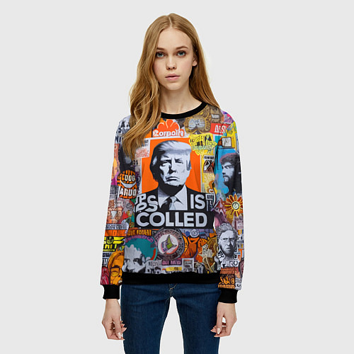 Женский свитшот Donald Trump - american сollage / 3D-Черный – фото 3