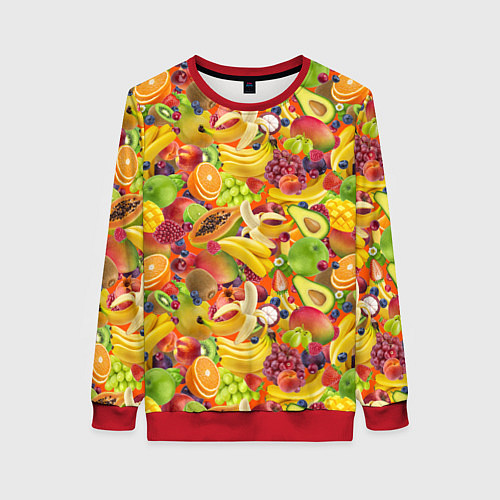Женский свитшот Экзотические фрукты и ягоды / 3D-Красный – фото 1
