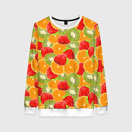 Женский свитшот Сочные фрукты и ягоды / 3D-Белый – фото 1
