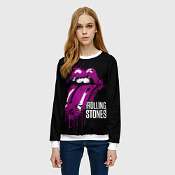 Свитшот женский The Rolling Stones - lips, цвет: 3D-белый — фото 2
