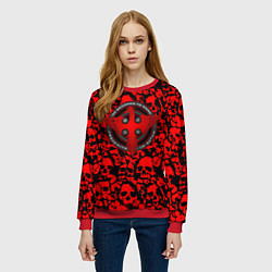 Свитшот женский Thirty Seconds to Mars skull pattern, цвет: 3D-красный — фото 2