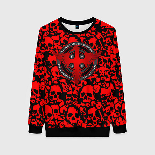 Женский свитшот Thirty Seconds to Mars skull pattern / 3D-Черный – фото 1