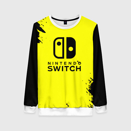 Женский свитшот Nintendo switch краски на жёлтом / 3D-Белый – фото 1