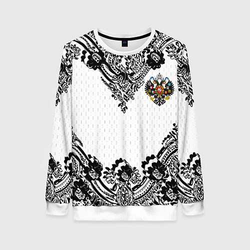Женский свитшот Имперский узор Россия герб патриотизм / 3D-Белый – фото 1