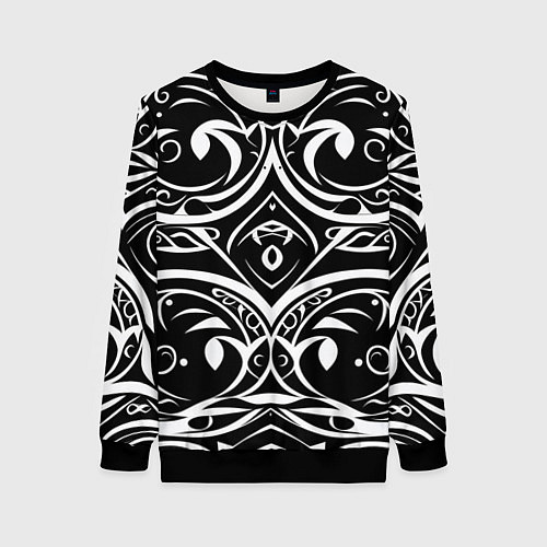 Женский свитшот Белое на чёрном / 3D-Черный – фото 1