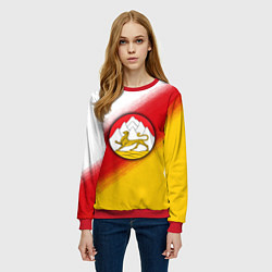 Свитшот женский Герб Осетии на фоне, цвет: 3D-красный — фото 2