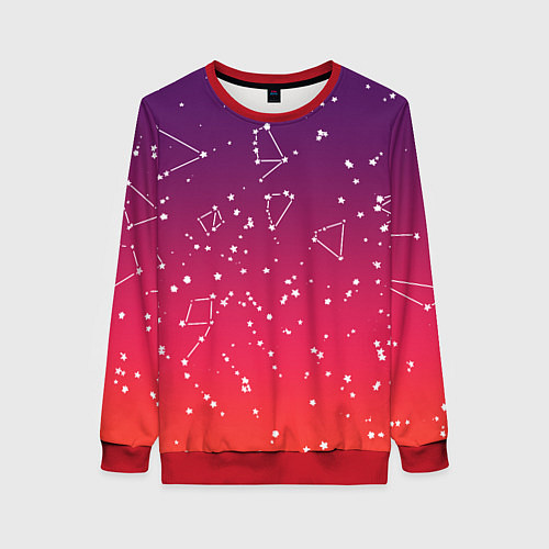 Женский свитшот Созвездия в розовом небе / 3D-Красный – фото 1
