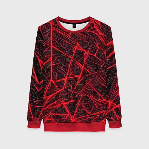 Женский свитшот Красная паутина на чёрном фоне / 3D-Красный – фото 1