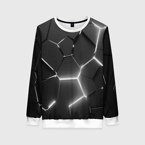 Женский свитшот Чёрные плиты разломы броня / 3D-Белый – фото 1