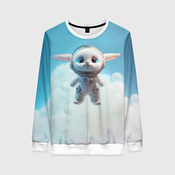 Свитшот женский Кролик в облаках, цвет: 3D-белый