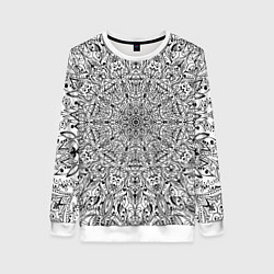 Женский свитшот Мандала чёрно-белый