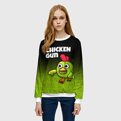 Свитшот женский Chicken Gun - Zombie Chicken, цвет: 3D-белый — фото 2
