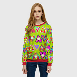 Свитшот женский Разноцветные сердца в мексиканском стиле, цвет: 3D-красный — фото 2