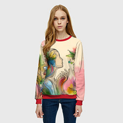 Свитшот женский Очертания девушки, цвет: 3D-красный — фото 2