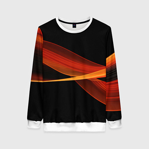 Женский свитшот Красные оранжевые абстрактные полосы / 3D-Белый – фото 1