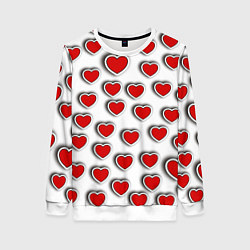 Женский свитшот Стикеры наклейки сердечки объемные