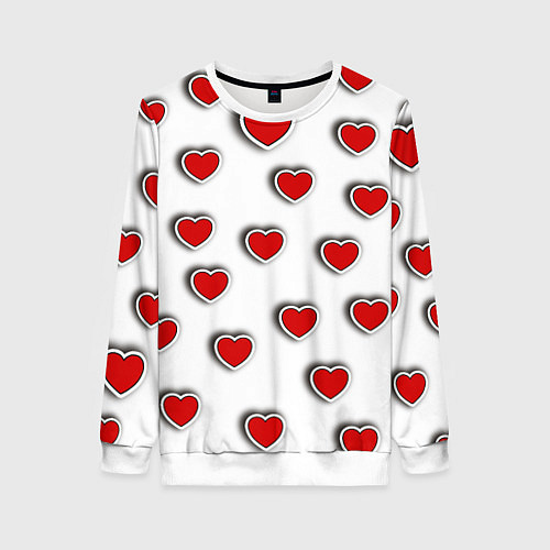 Женский свитшот Стикеры наклейки объемные сердечки / 3D-Белый – фото 1
