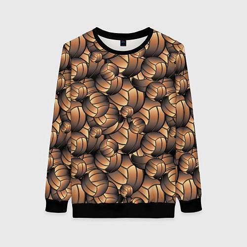 Женский свитшот Футбольные мячи узор / 3D-Черный – фото 1