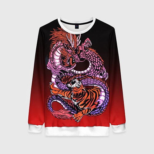 Женский свитшот Дракон и тигр в год дракона / 3D-Белый – фото 1