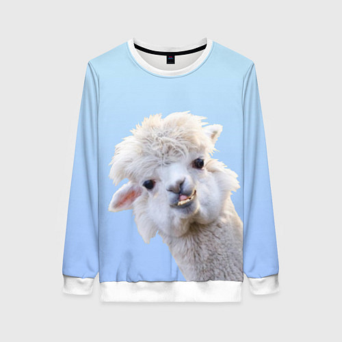 Женский свитшот Голова белой ламы / 3D-Белый – фото 1