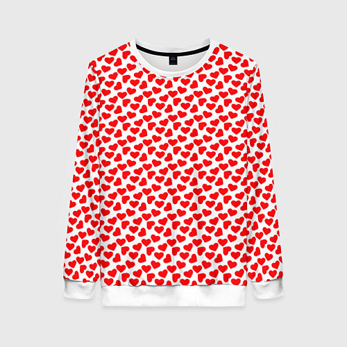 Женский свитшот Маленькие красные сердечки / 3D-Белый – фото 1