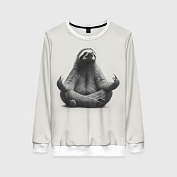 Свитшот женский Ленивиц в позе лотоса, цвет: 3D-белый