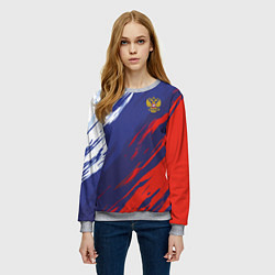 Свитшот женский Россия Sport брызги красок триколор, цвет: 3D-меланж — фото 2