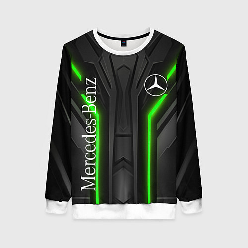 Женский свитшот Мерседес неон геометрия / 3D-Белый – фото 1